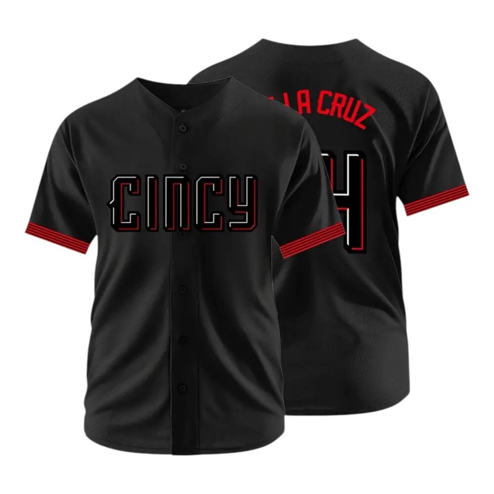 Cincinnati Reds De La Cruz City Connect Baseball Jersey Black Stitched